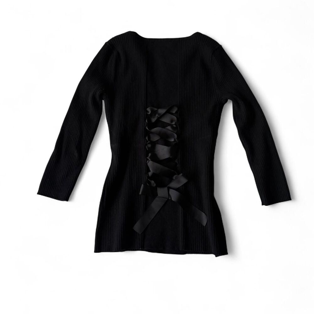 Black Y2K Holiday Ribbon Sweater Size M
